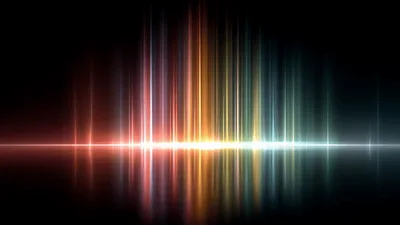 Abstract Vertical Light Streaks With Mirror Reflection