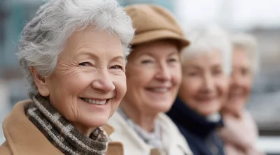Group Of Smiling Senior Women Outdoors
