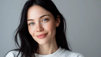Portrait Of A Young Woman With Blue Eyes