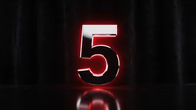 Metallic Number Countdown Animation from 5 to 0