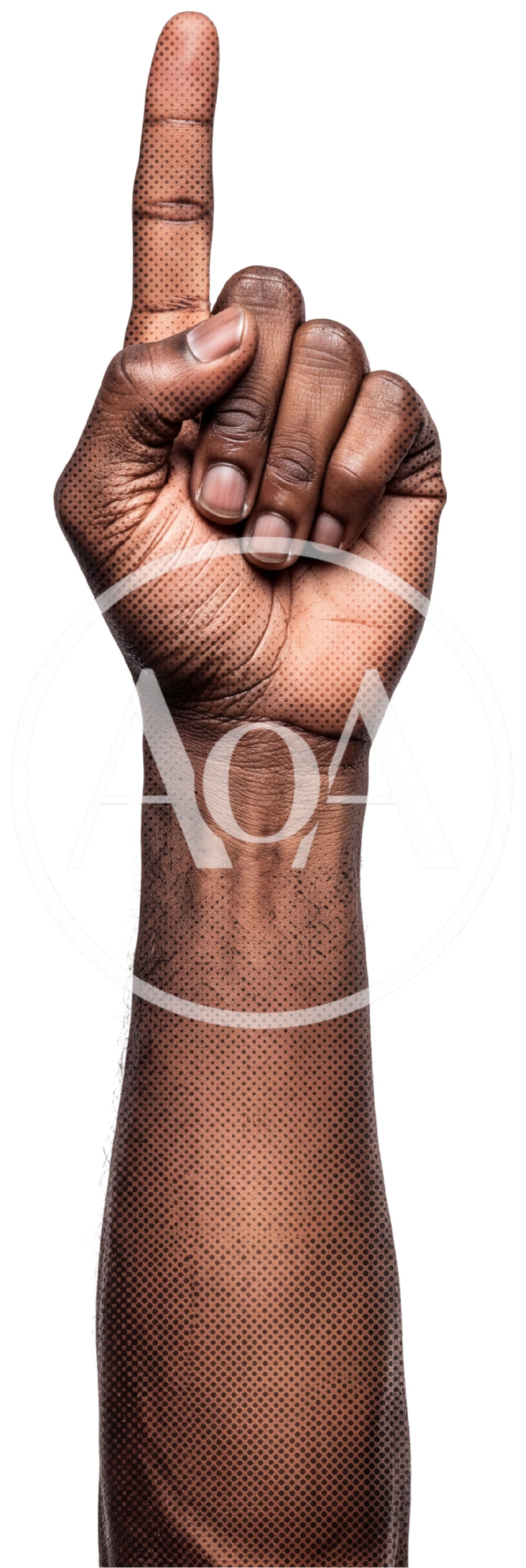 Black Male Hand Pointing Upward Isolated On White