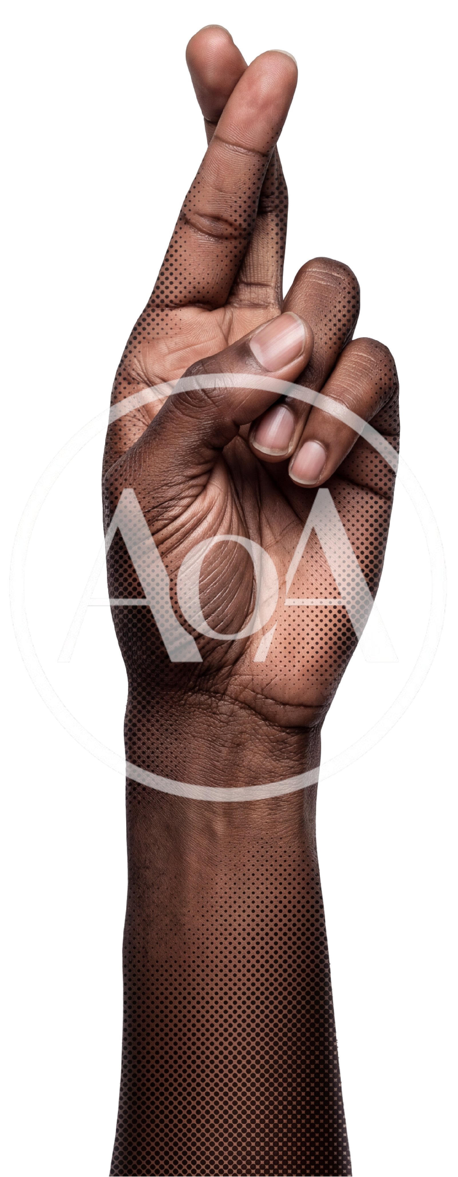 Close Up Of A Black Hand With Crossed Fingers