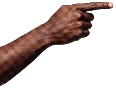 Black Man Hand Pointing Right Isolated On White