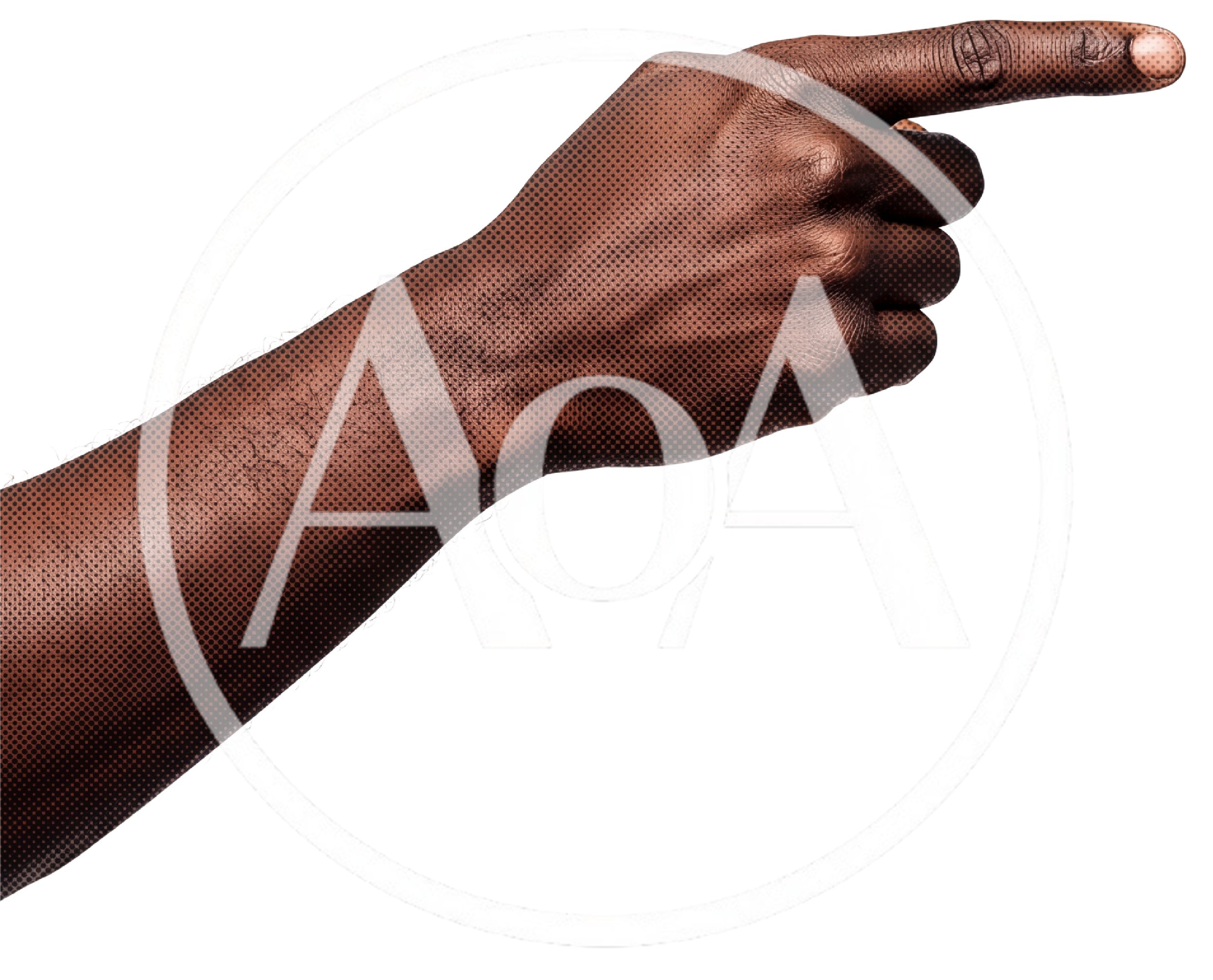 Black Man Hand Pointing Right Isolated On White