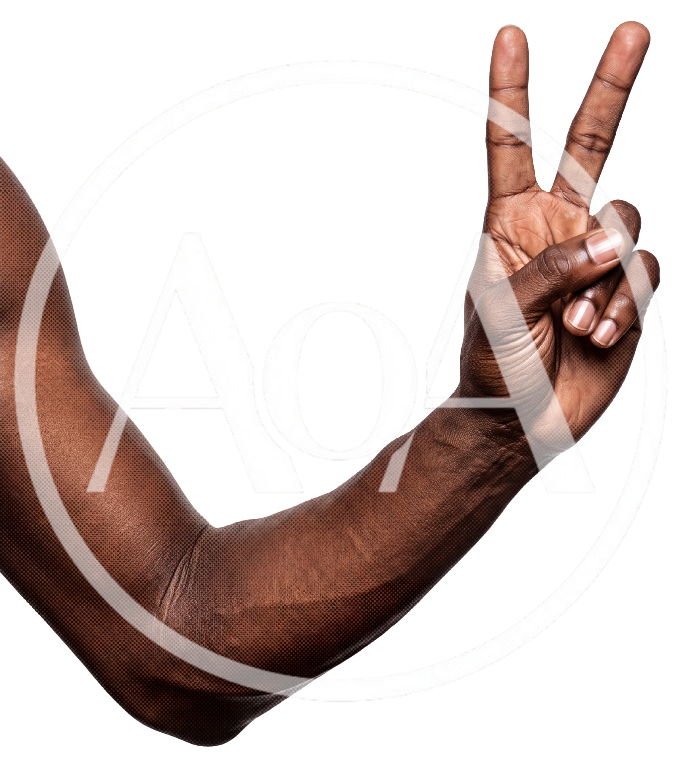 Black Man Arm Making Peace Sign Gesture