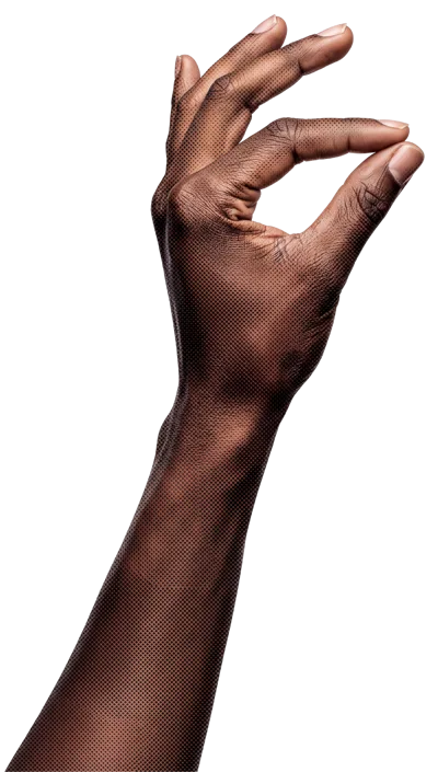 Dark Skinned Hand Making A Pinching Gesture
