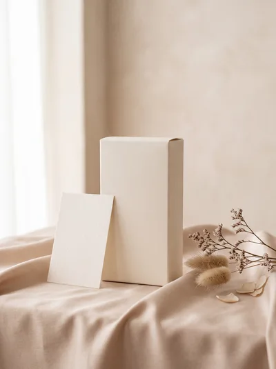 Minimalist Product Mockup With Blank Card And Box