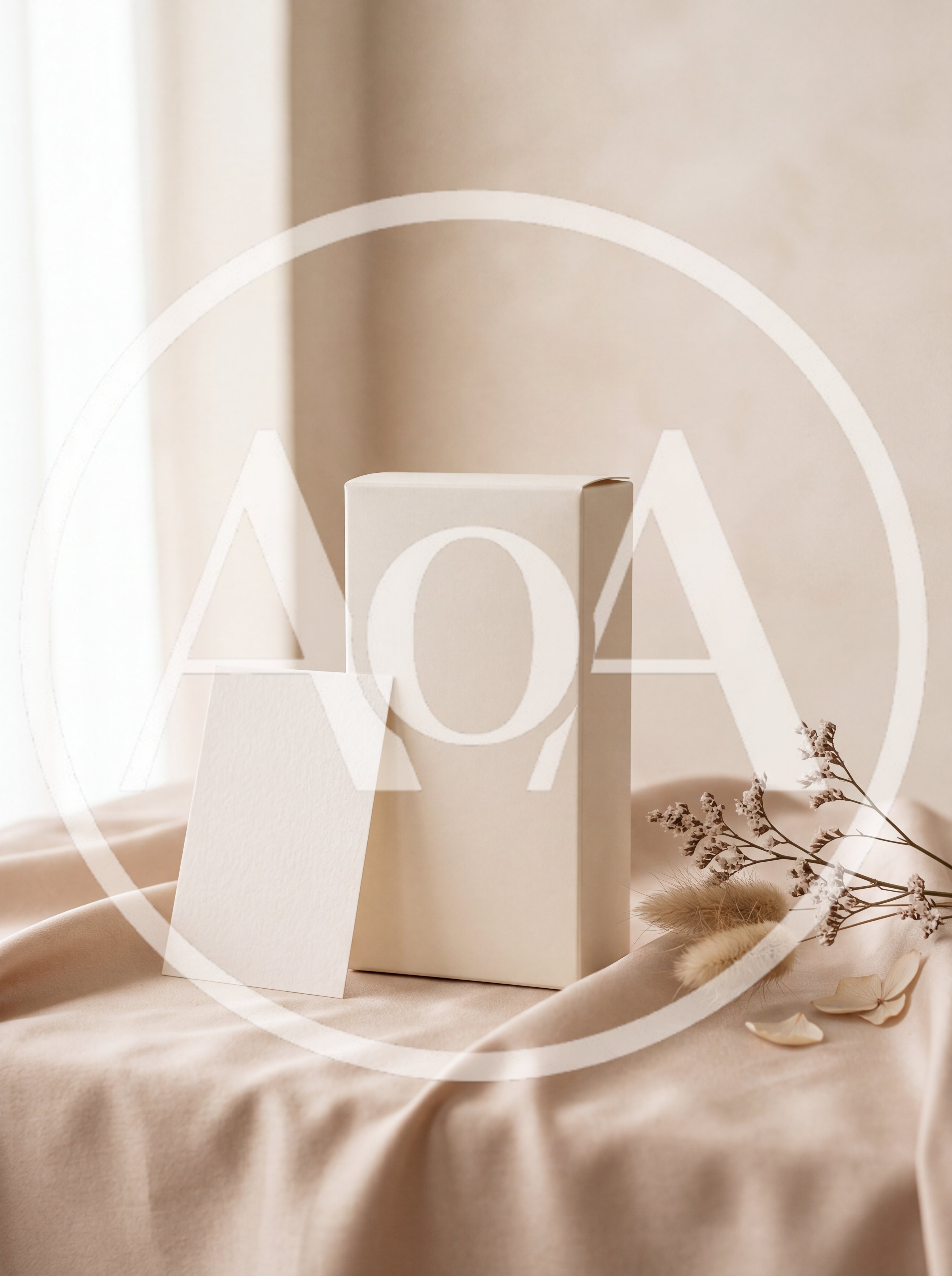 Minimalist Product Mockup With Blank Card And Box