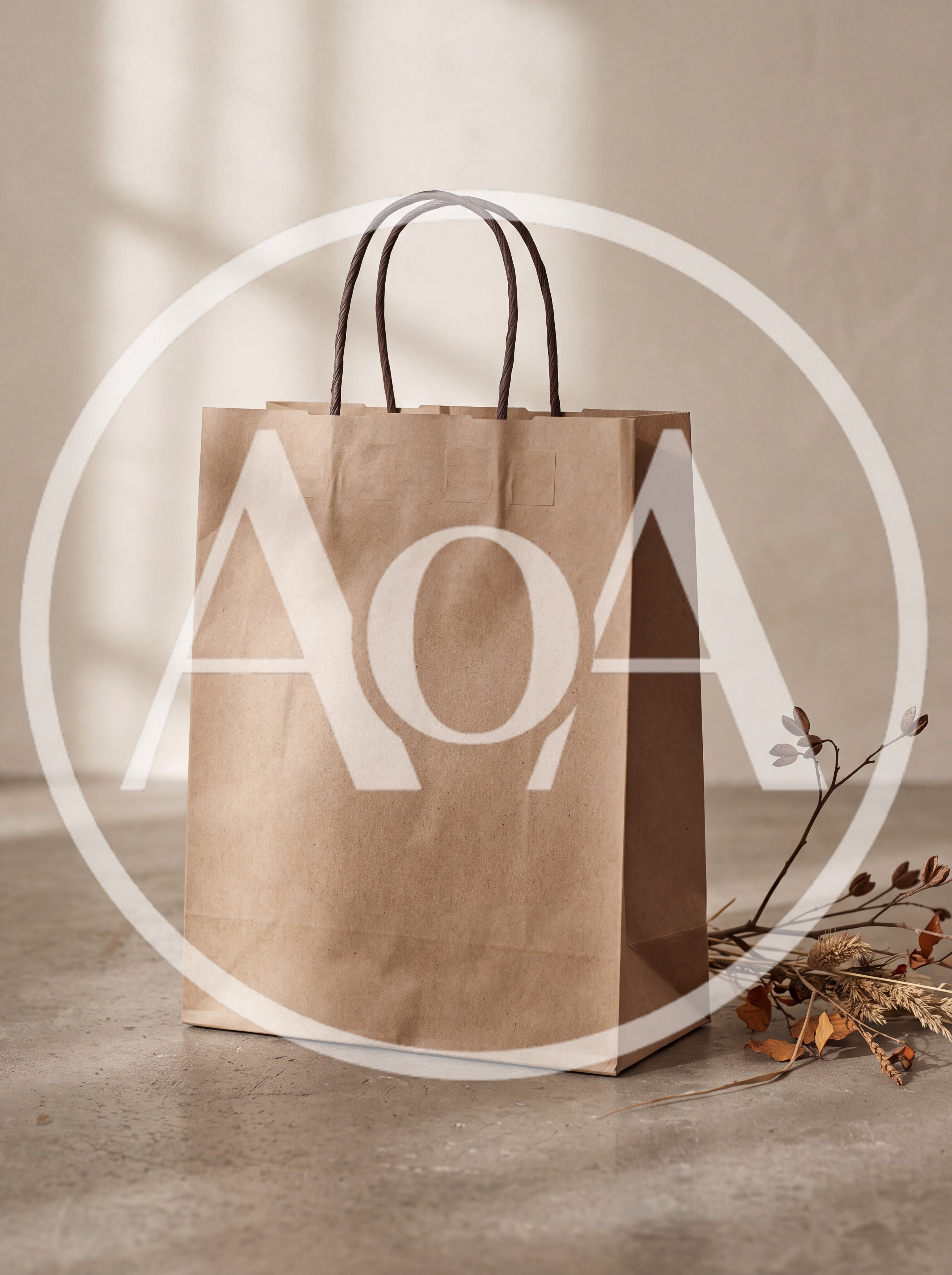 Brown Paper Shopping Bag on Concrete Surface