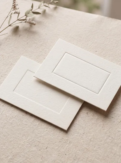 Two Blank Textured Paper Cards On A Neutral Background