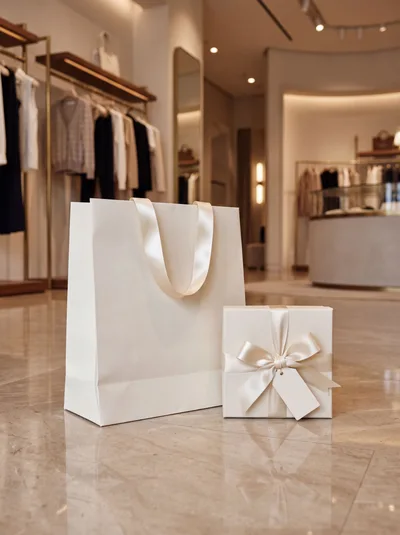 Luxury Shopping Bag and Gift Box in Boutique
