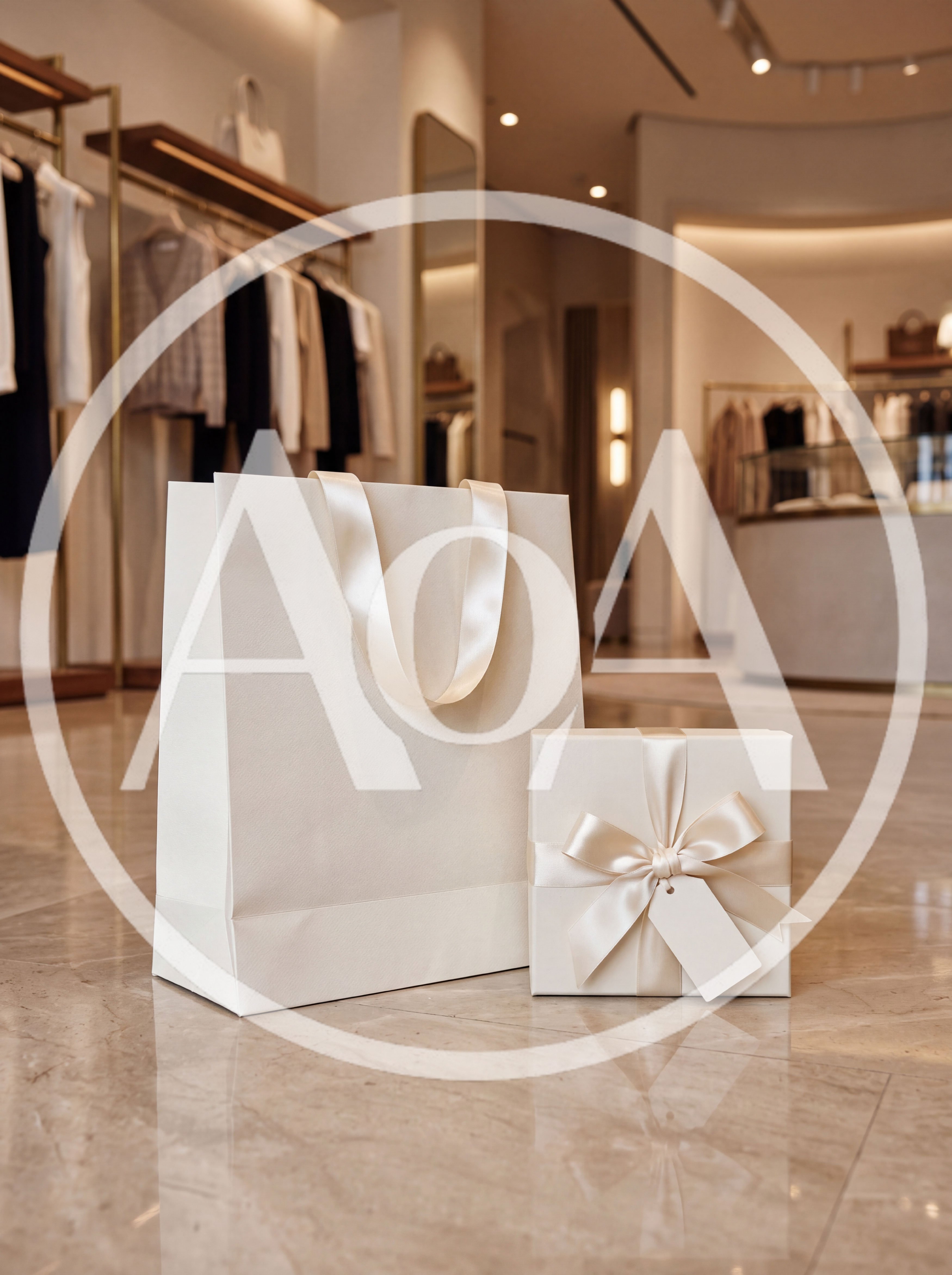Luxury Shopping Bag and Gift Box in Boutique