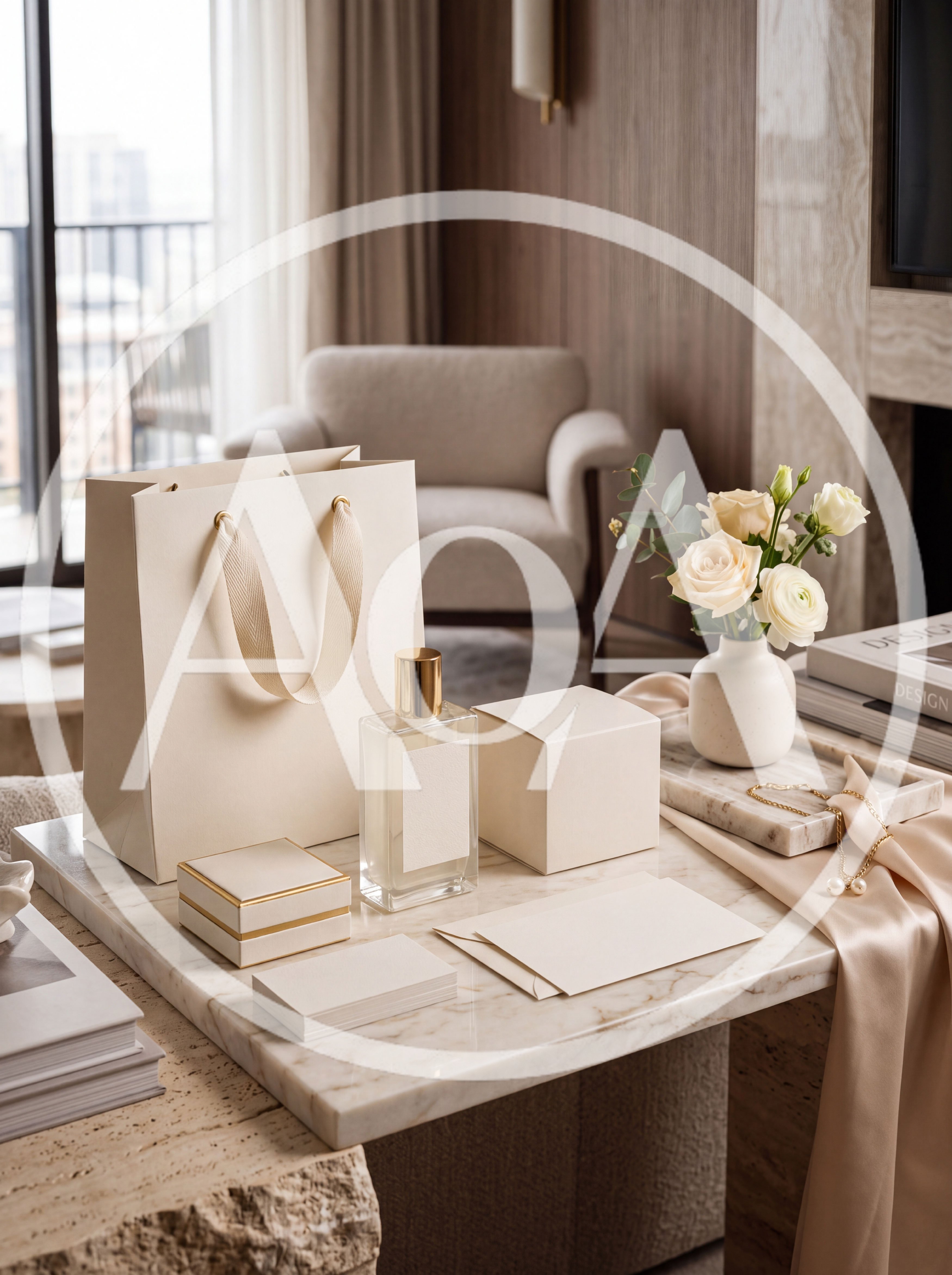 Luxury Branding Mockup With Perfume And Gift Bag