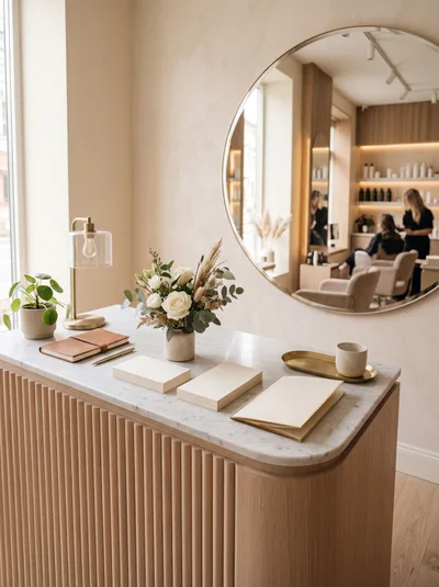 Modern Salon Reception Desk With Minimalist Decor