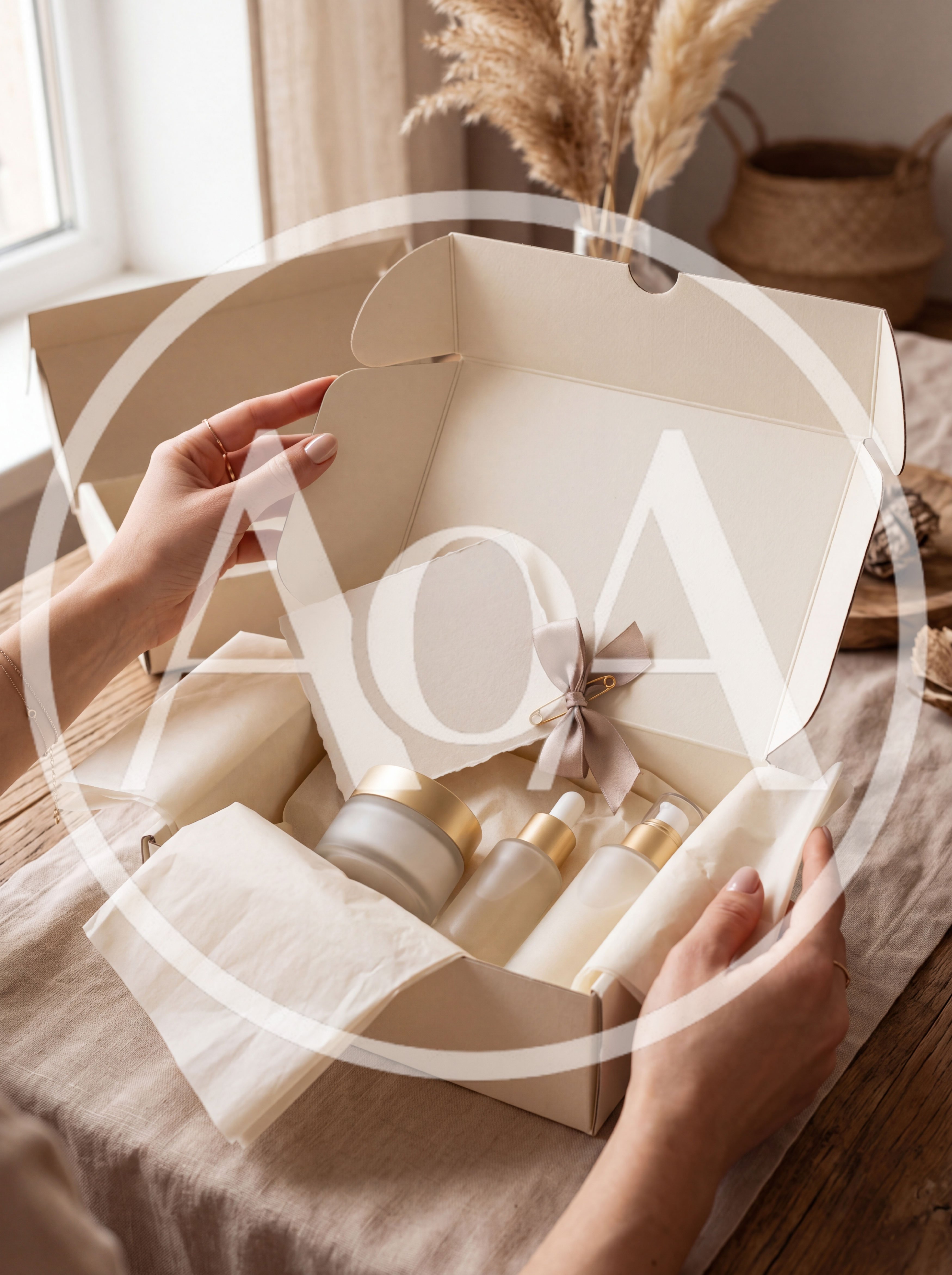 Woman Unboxing Luxury Skincare Gift Set