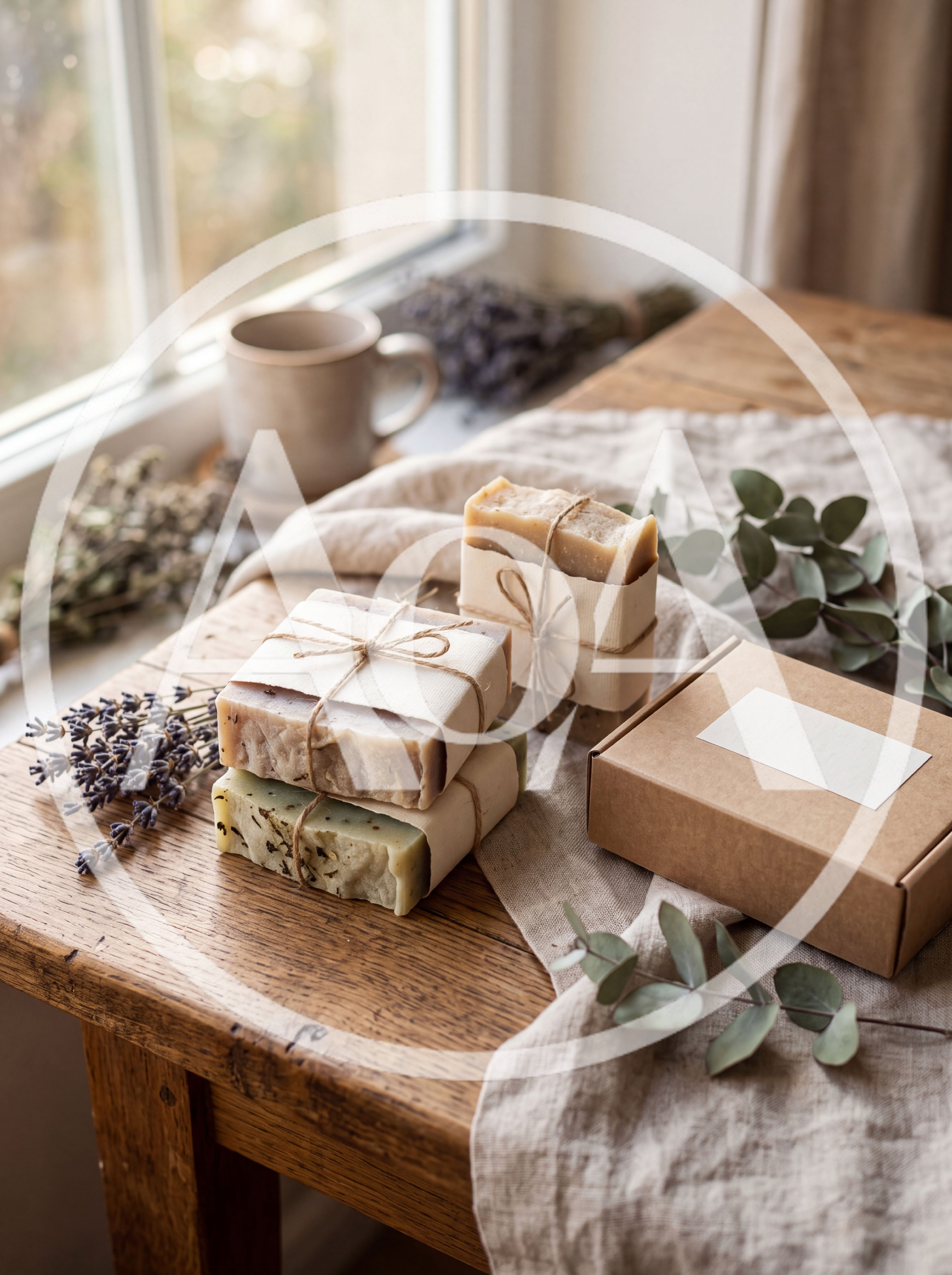 Handmade Natural Soap Bars With Dried Lavender And Eucalyptus