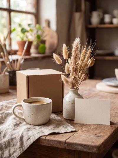 Still Life With Coffee Cup And Dried Flowers