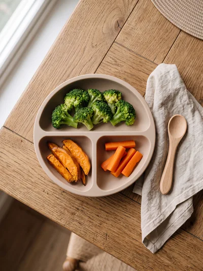 Toddler Meal With Broccoli Sweet Potato And Carrots