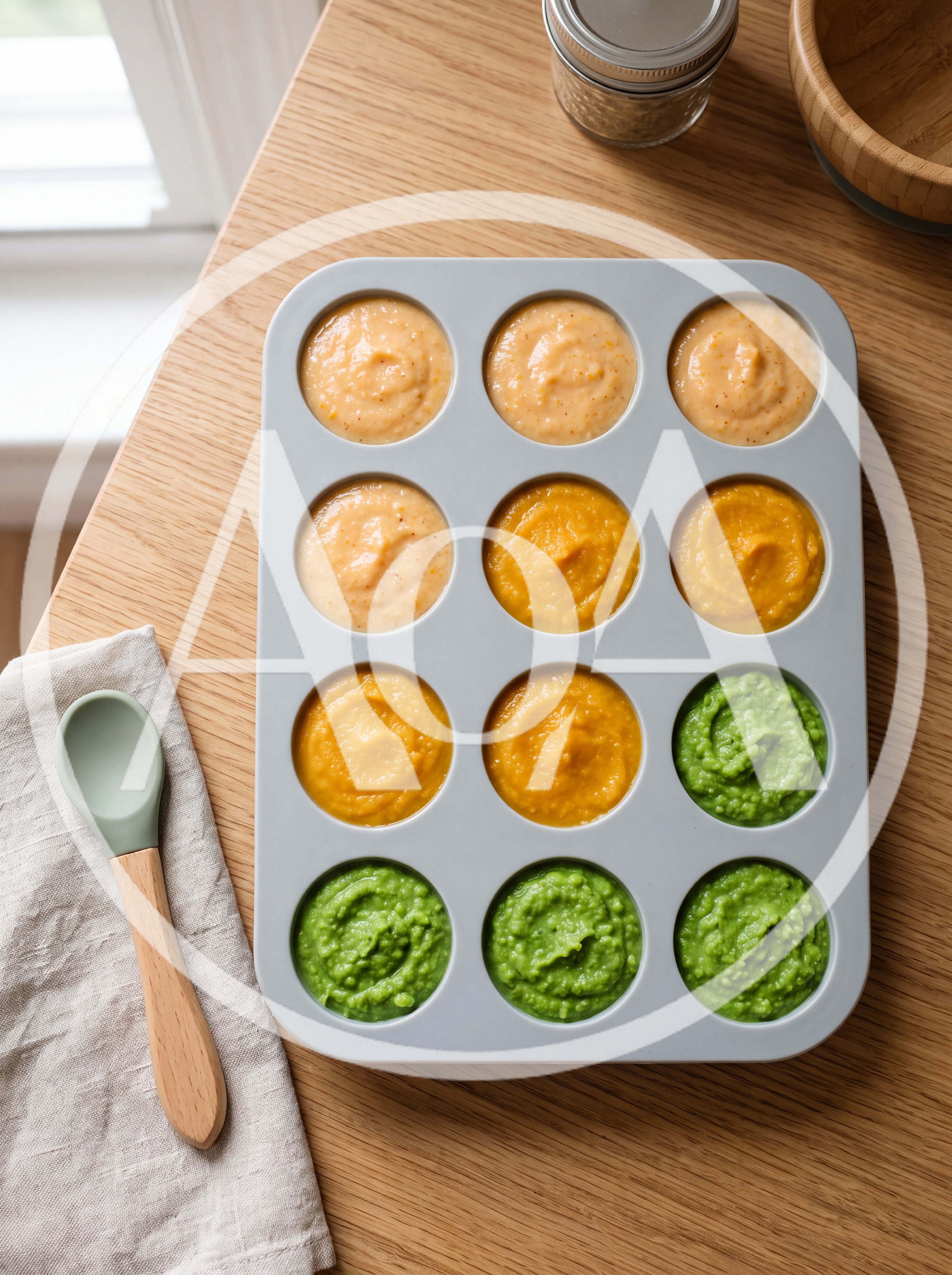 Silicone Baby Food Freezer Tray With Pureed Vegetables