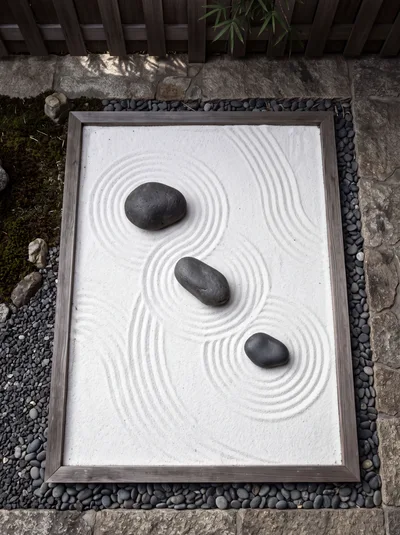 Zen Garden Sand Tray With Three Stones