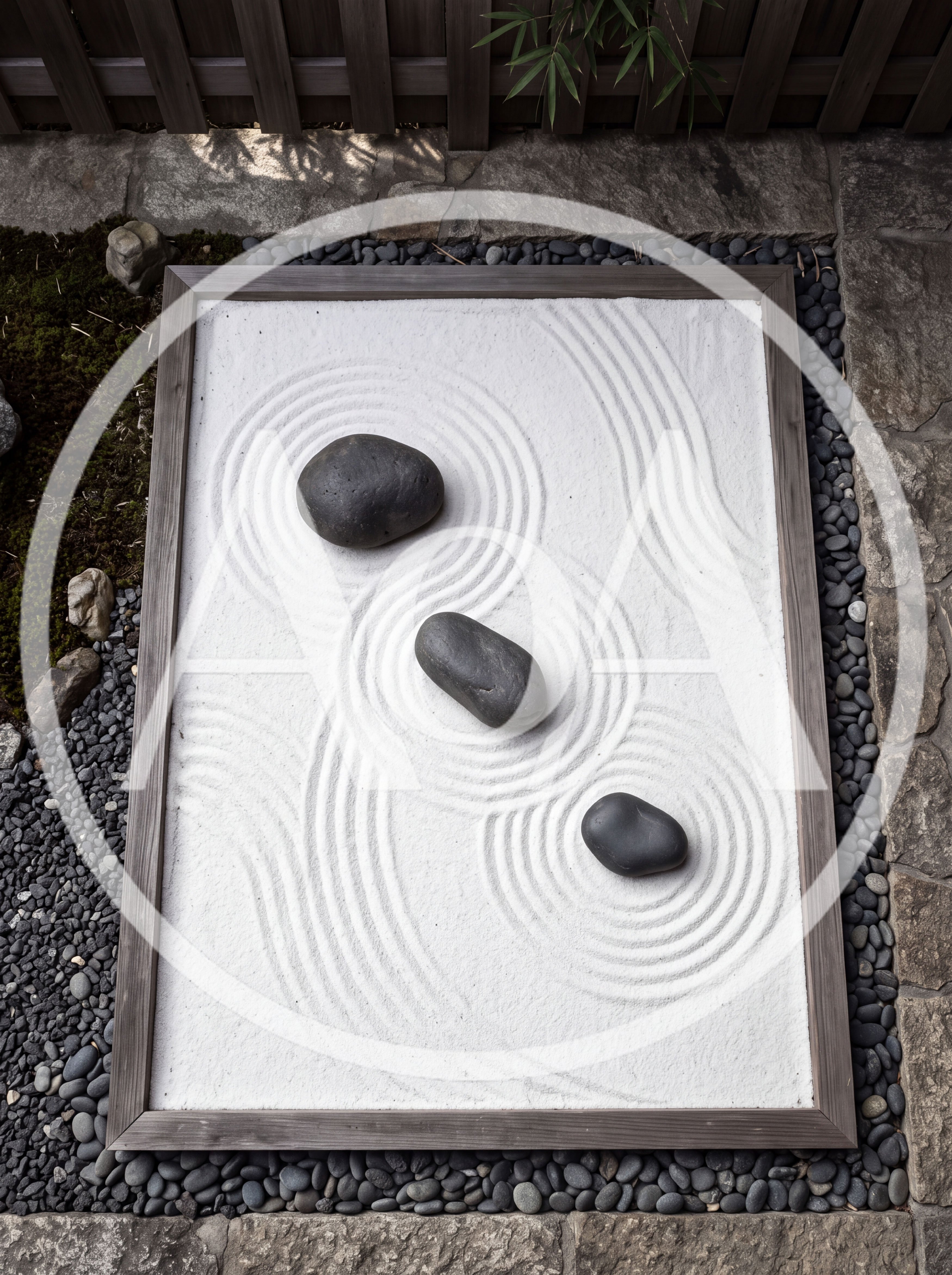 Zen Garden Sand Tray With Three Stones