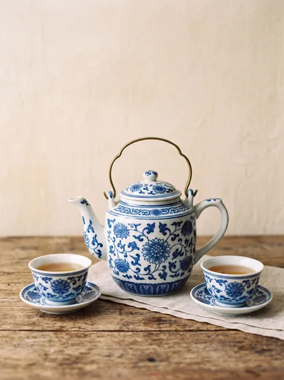Traditional Blue and White Porcelain Tea Set