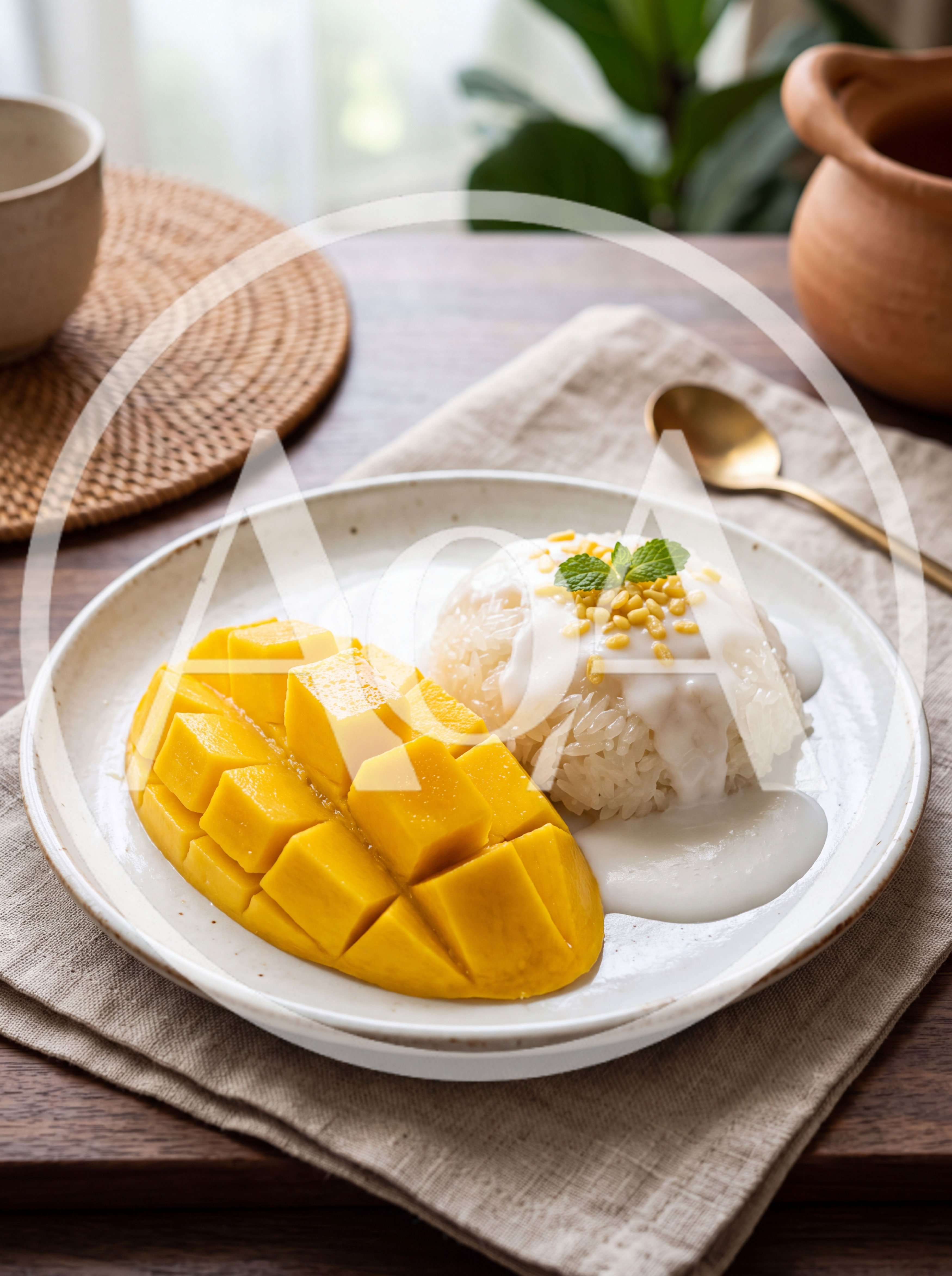 Mango Sticky Rice Dessert on a Plate