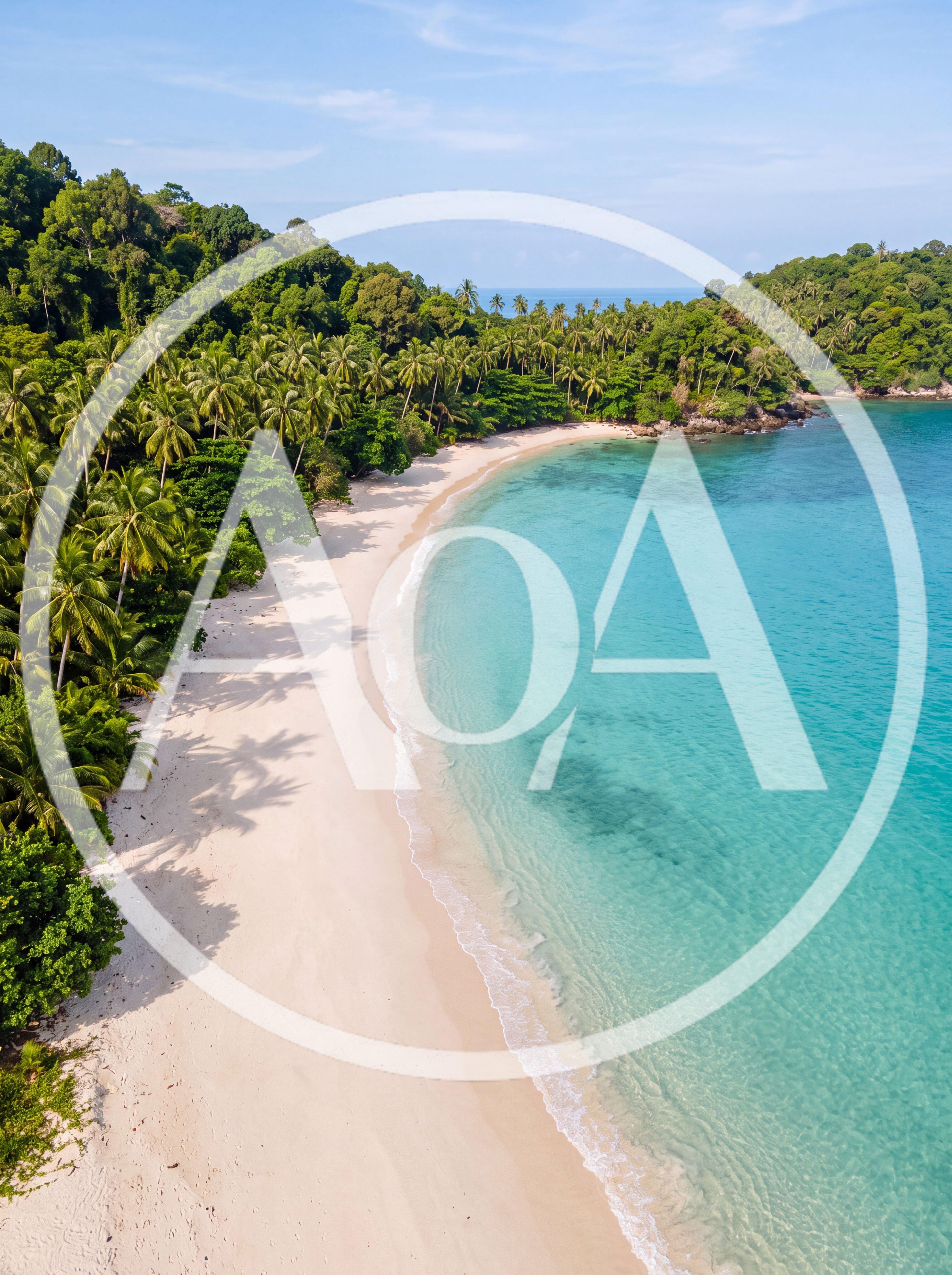 Aerial View of Tropical Beach and Turquoise Water