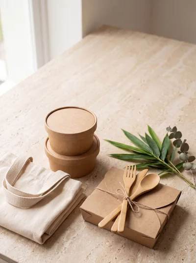 Eco Friendly Takeout Containers With Wooden Cutlery