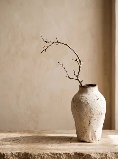 Minimalist Ceramic Vase With A Bare Branch