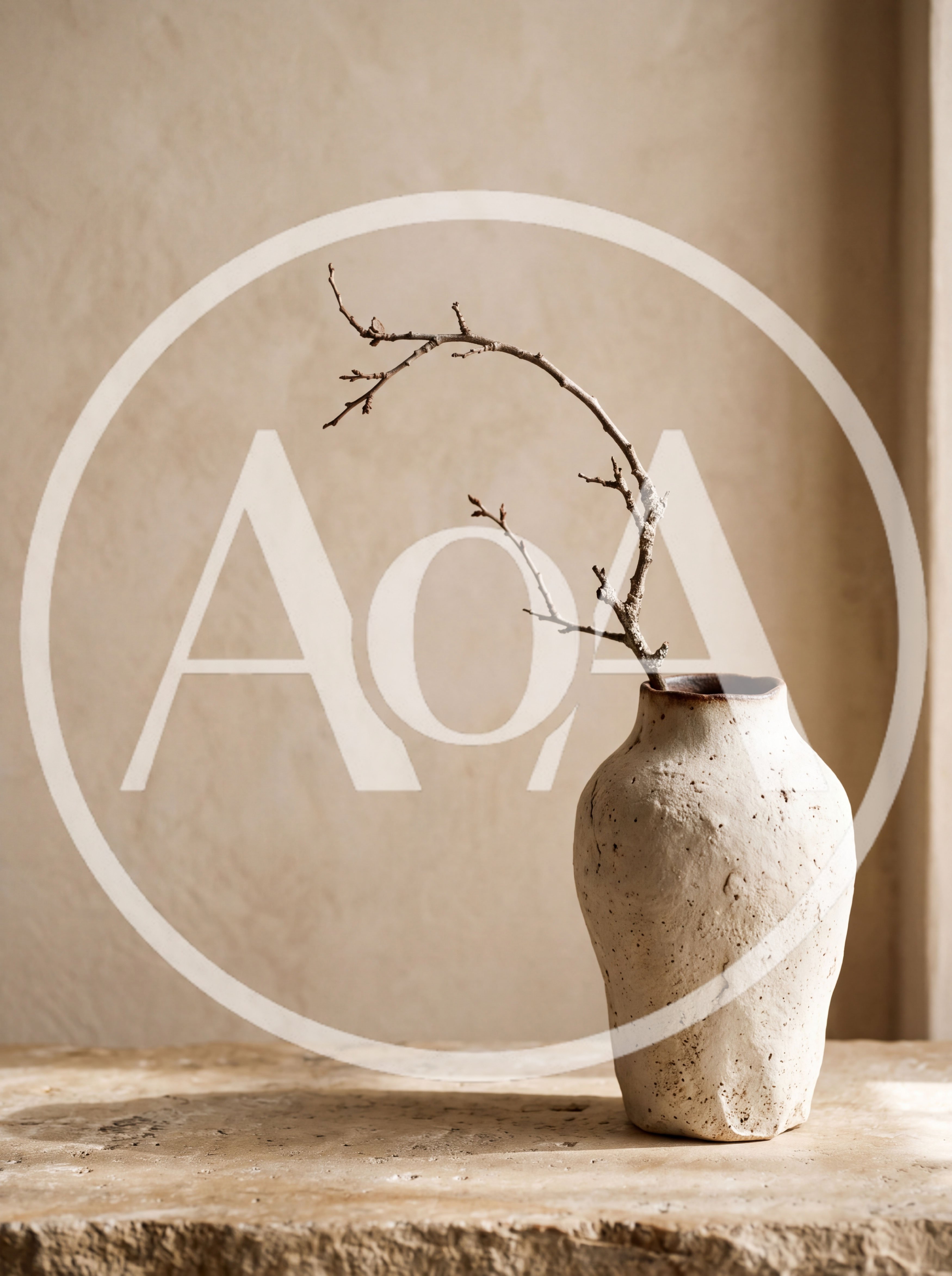 Minimalist Ceramic Vase With A Bare Branch