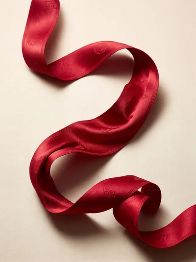 Red Silk Ribbon With Traditional Patterns