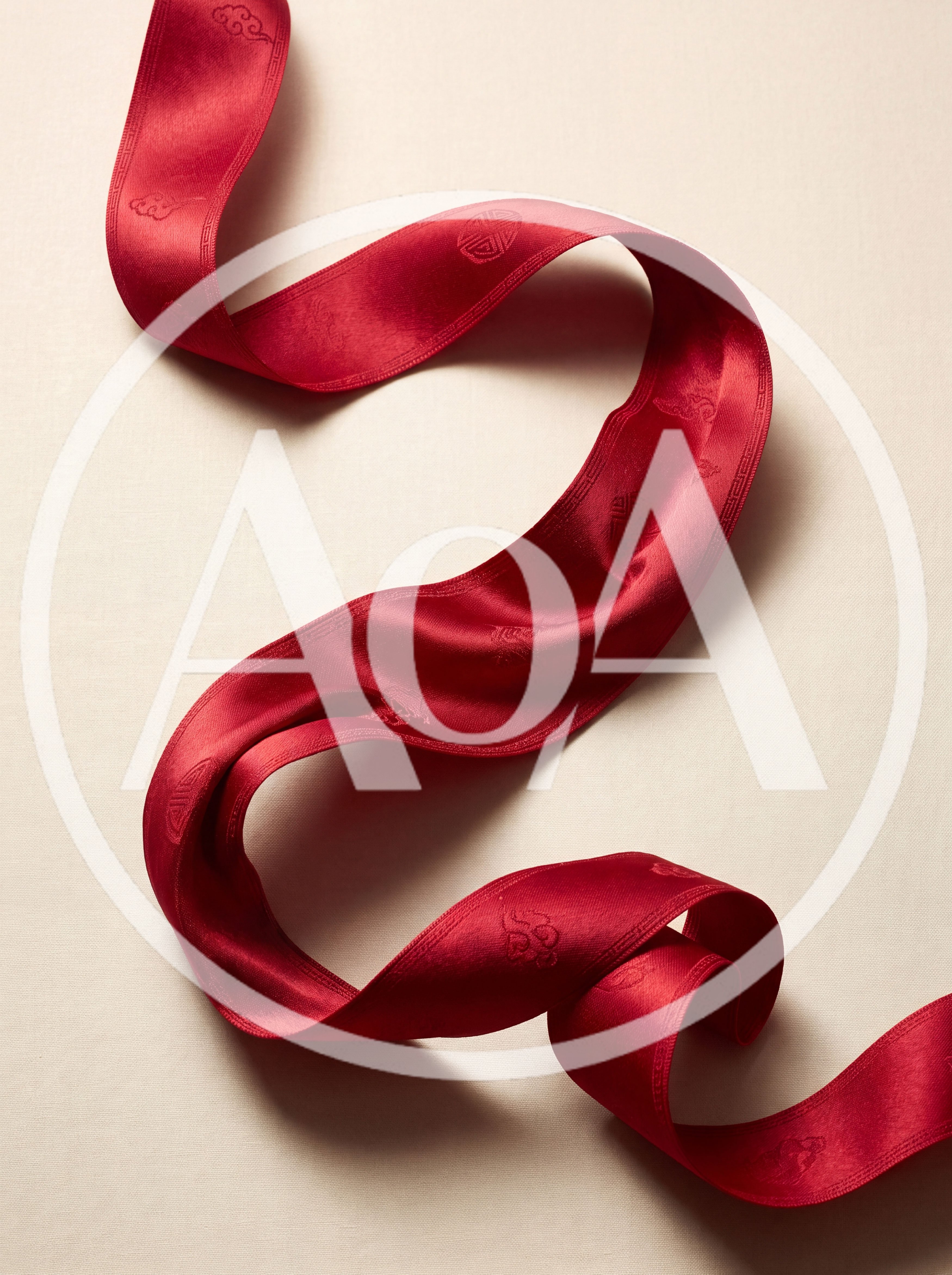 Red Silk Ribbon With Traditional Patterns