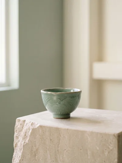 Celadon Tea Bowl on a Stone Pedestal