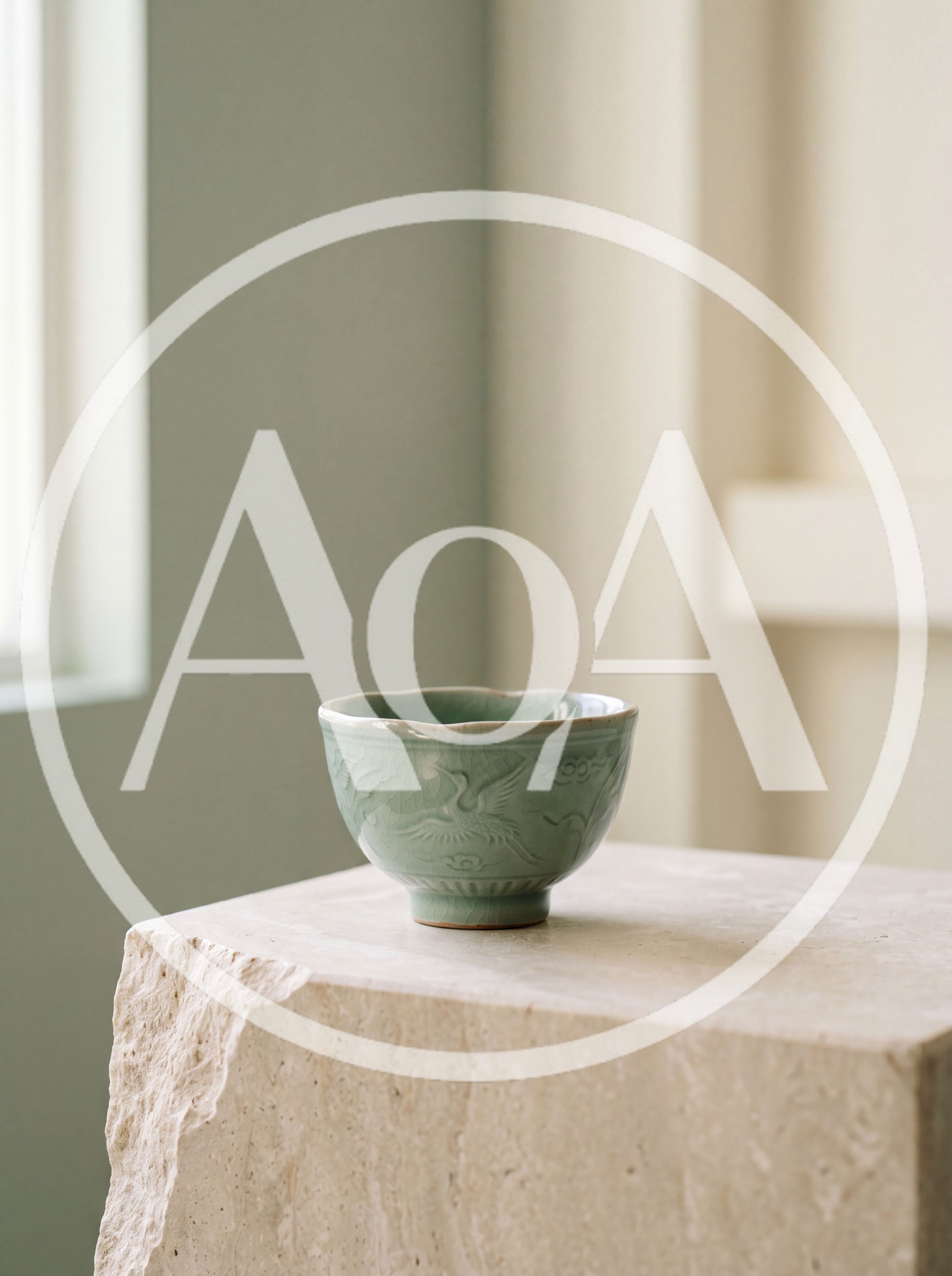 Celadon Tea Bowl on a Stone Pedestal