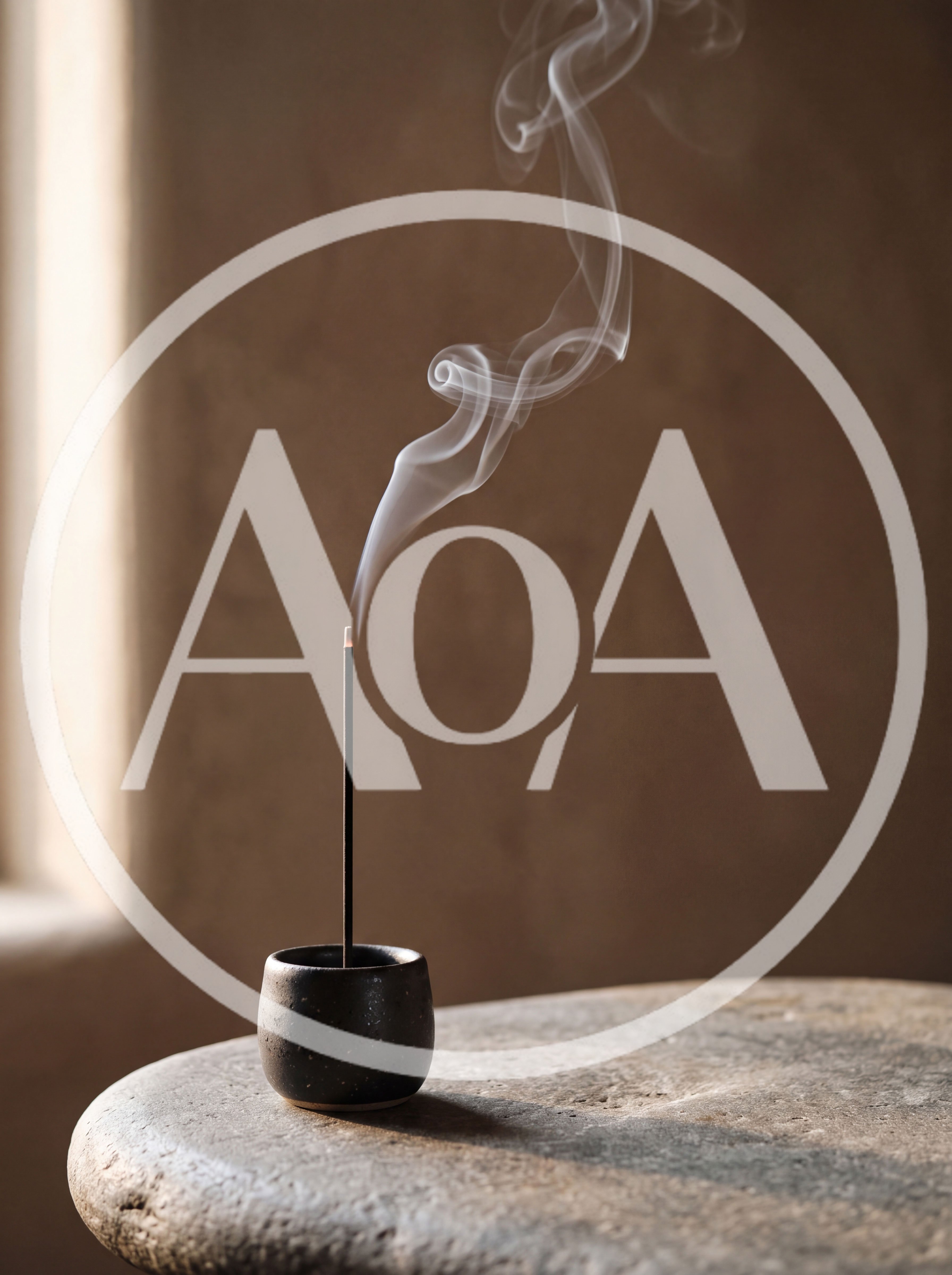 Incense Stick Burning in a Minimalist Ceramic Holder