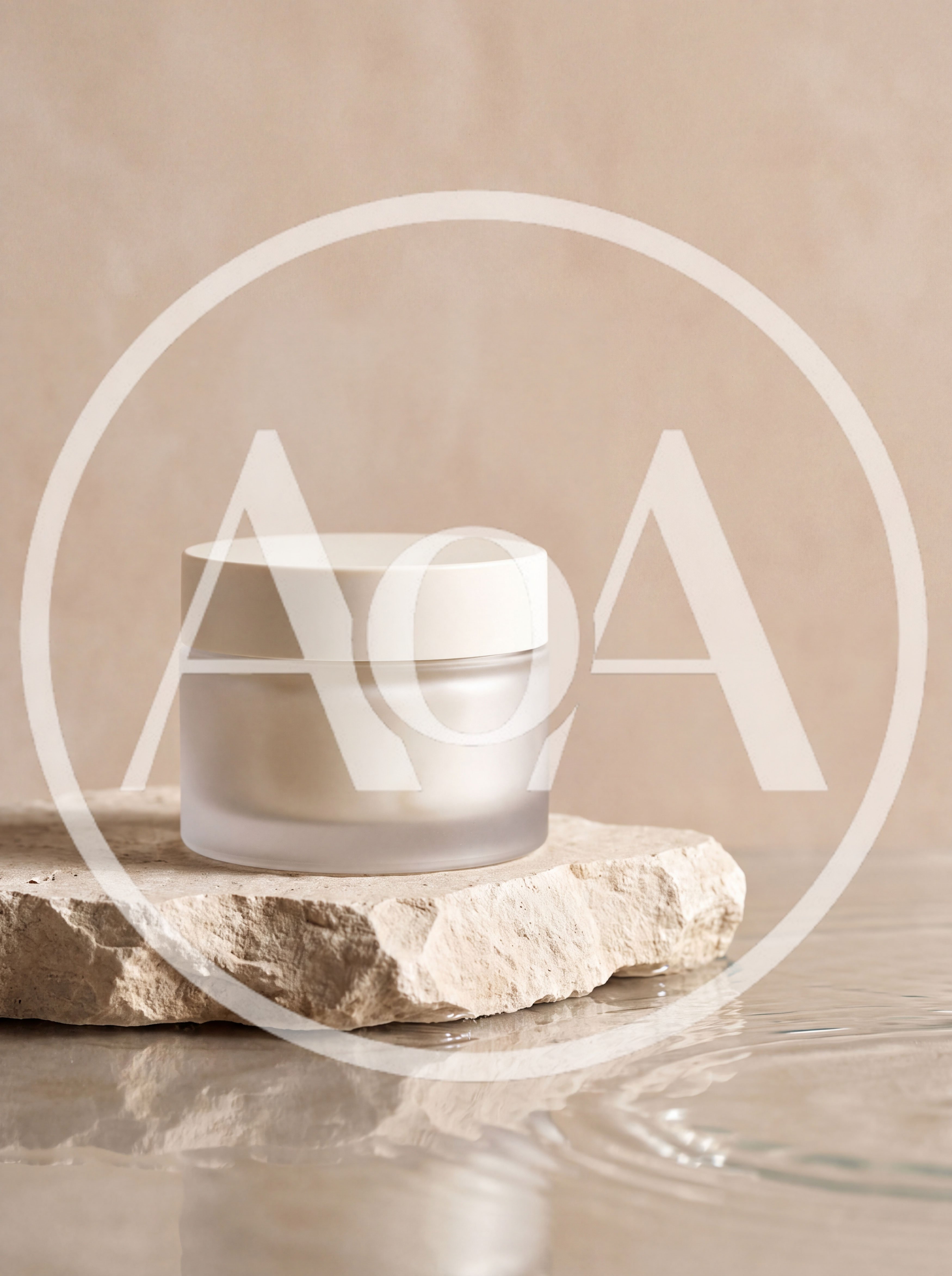 Cosmetic Cream Jar On A Stone Pedestal