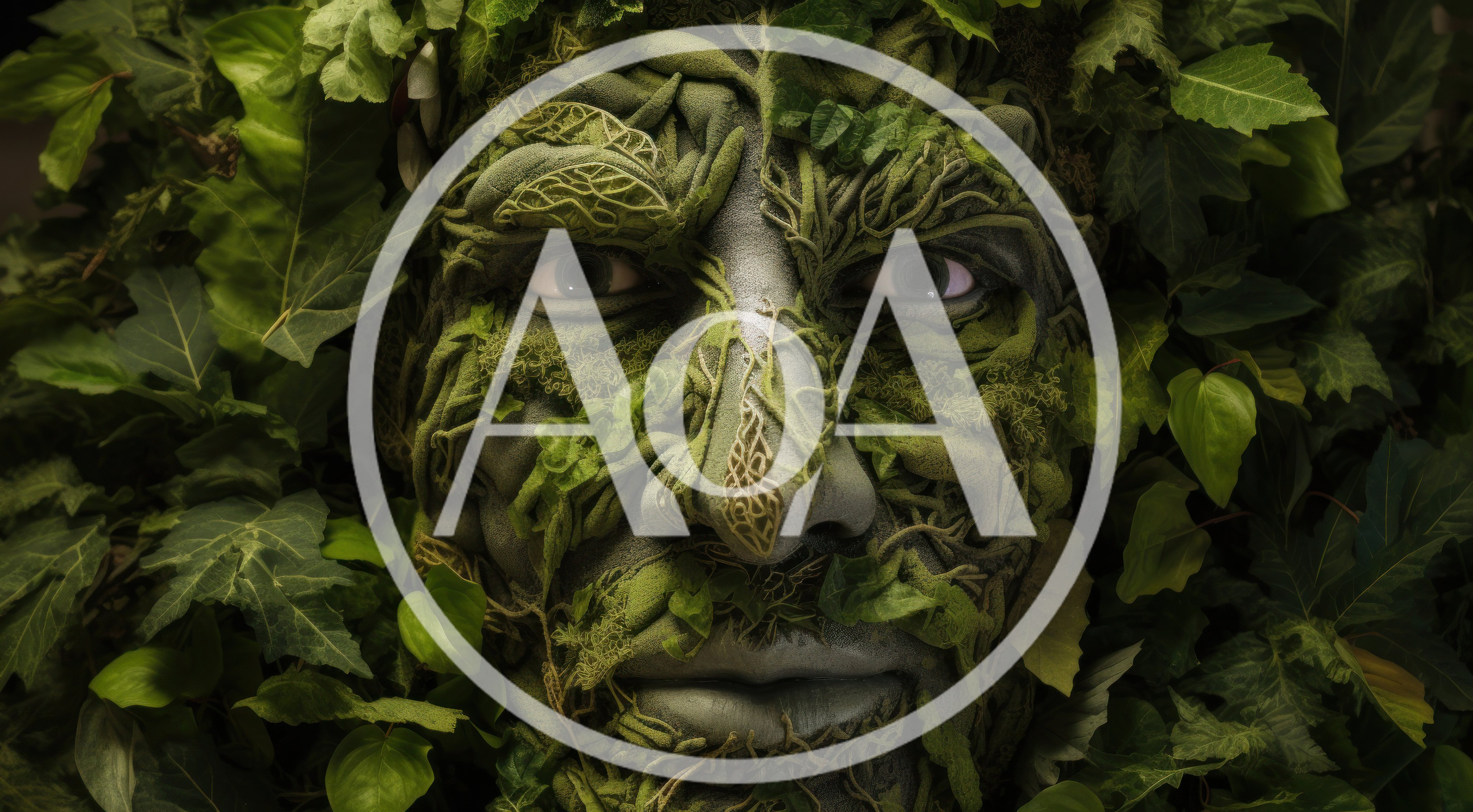 Surreal Human Face Formed From Lush Green Foliage