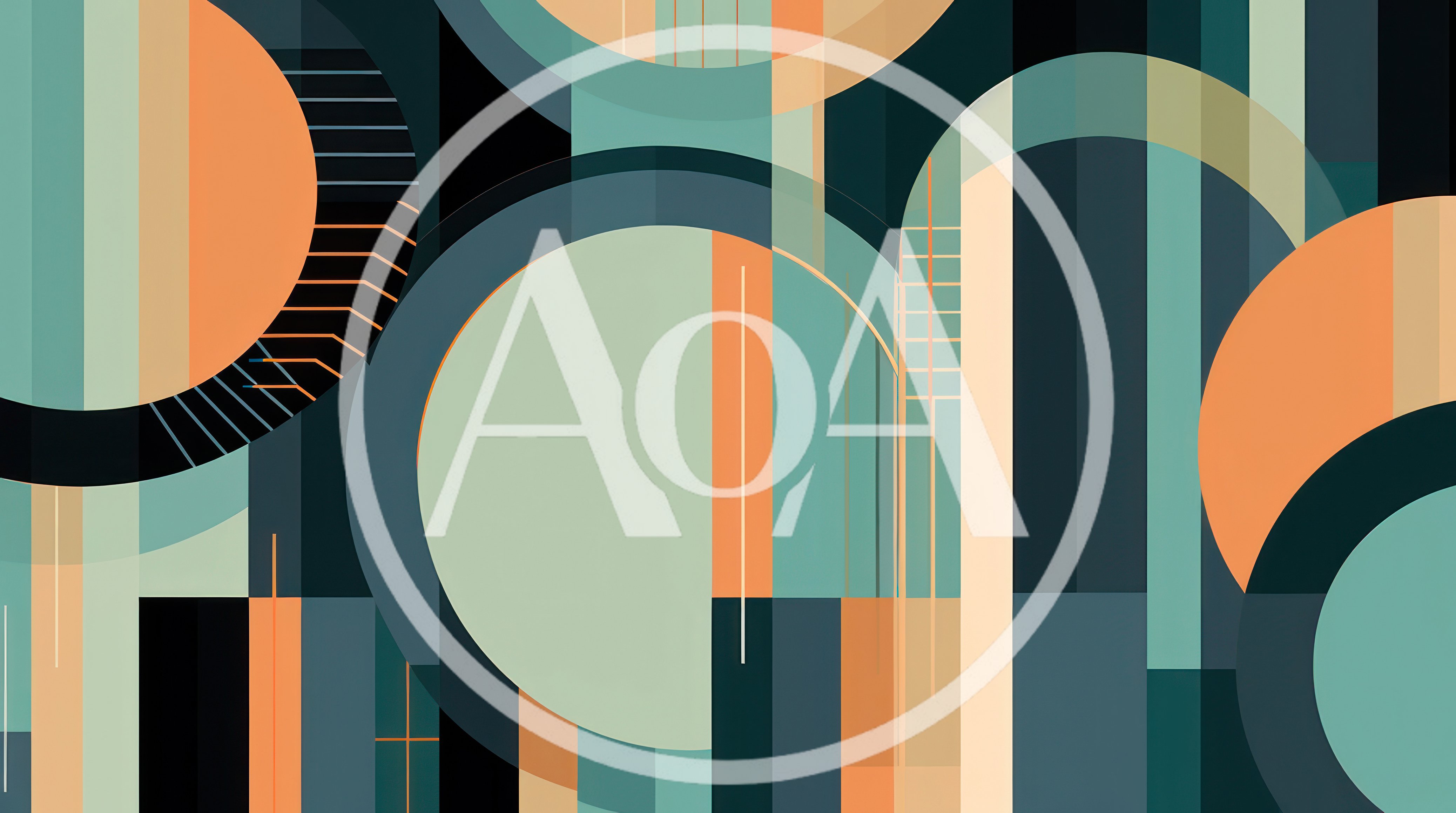 Abstract Geometric Composition With Circles And Vertical Stripes