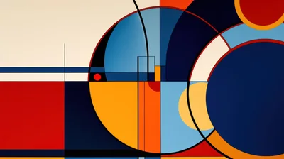 Abstract Geometric Composition With Circles And Rectangles