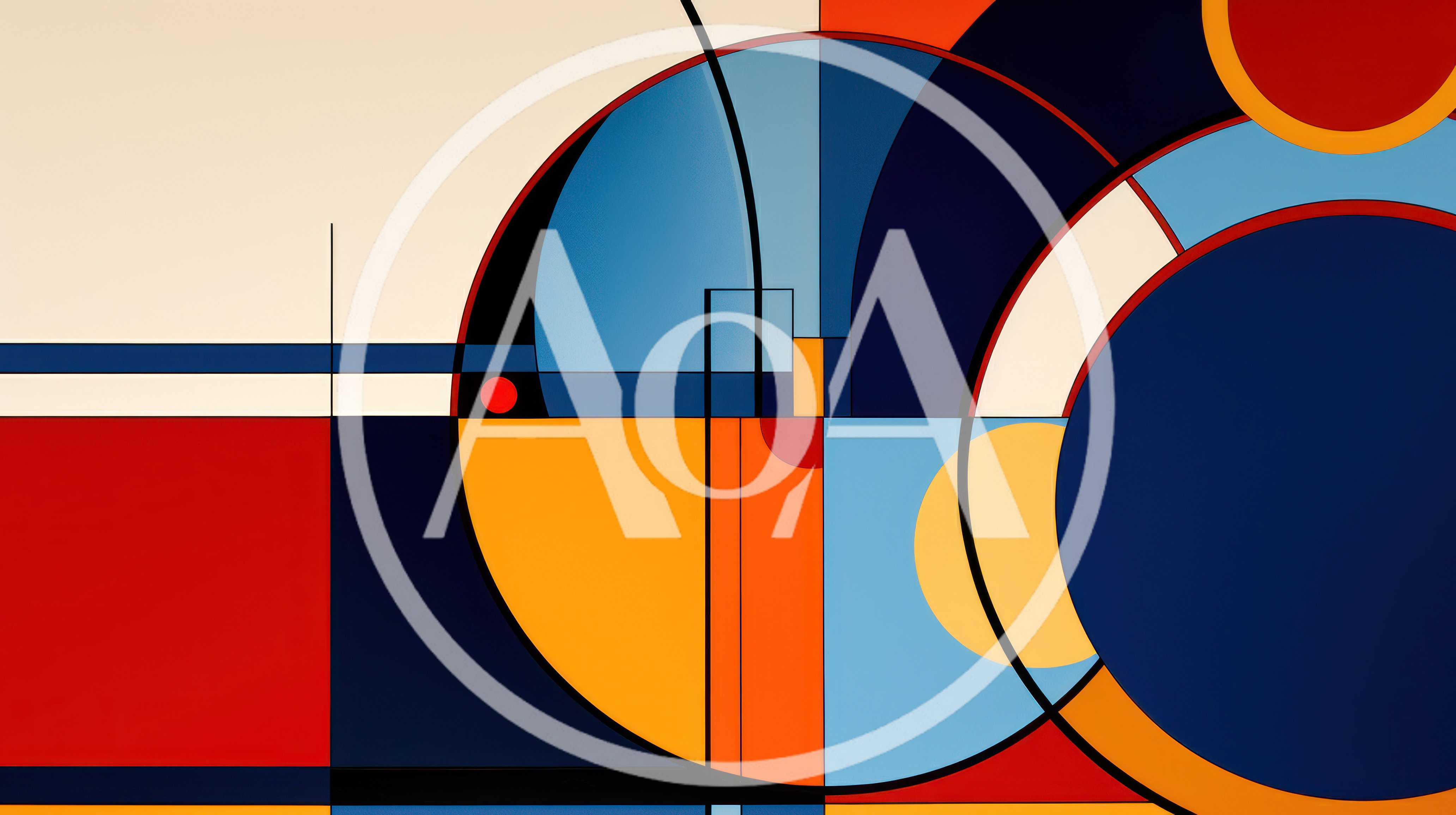 Abstract Geometric Composition With Circles And Rectangles