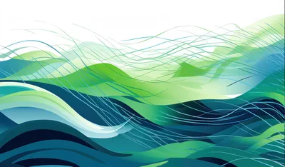 Abstract Green And Blue Wavy Flowing Lines Background