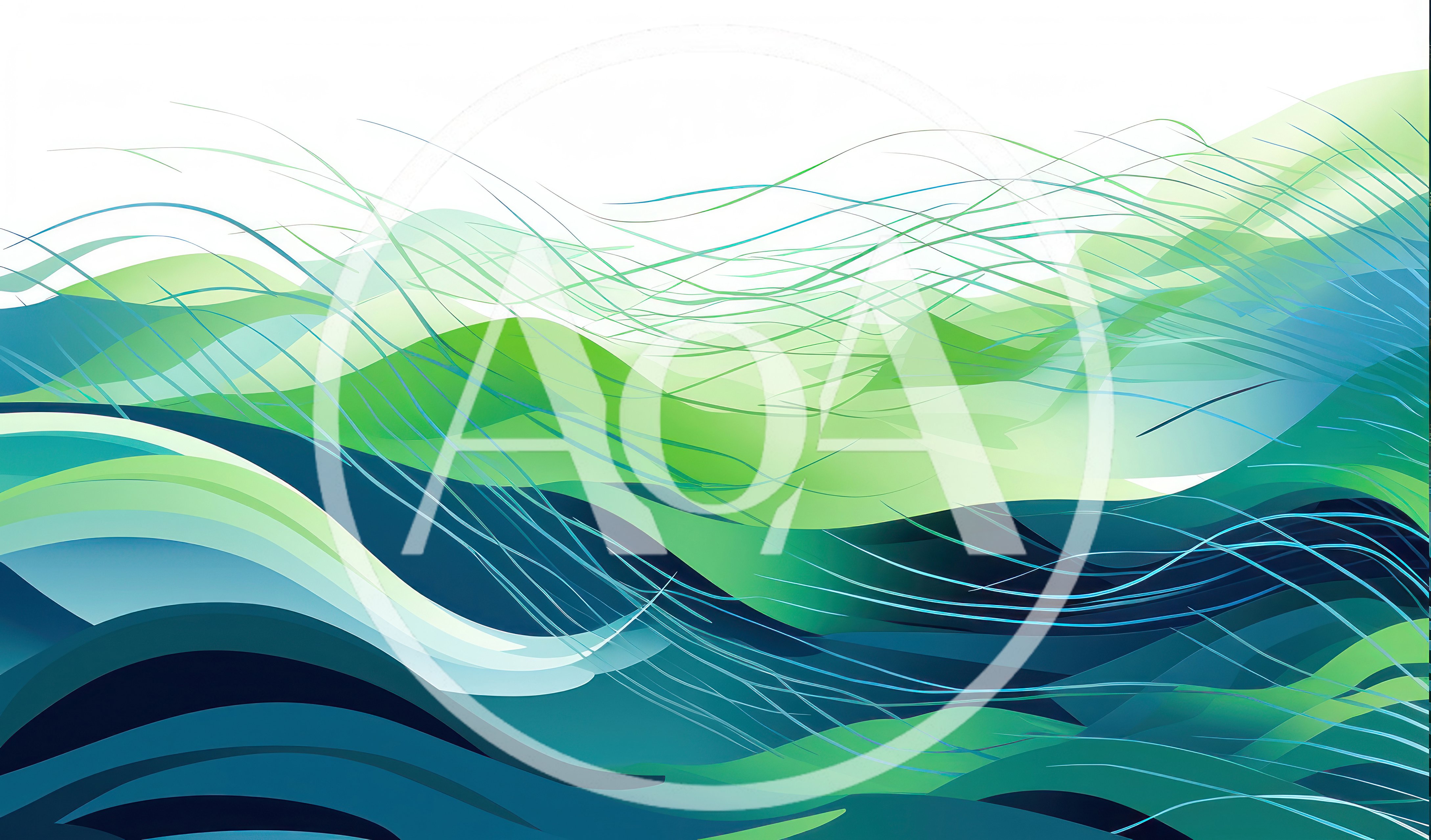Abstract Green And Blue Wavy Flowing Lines Background