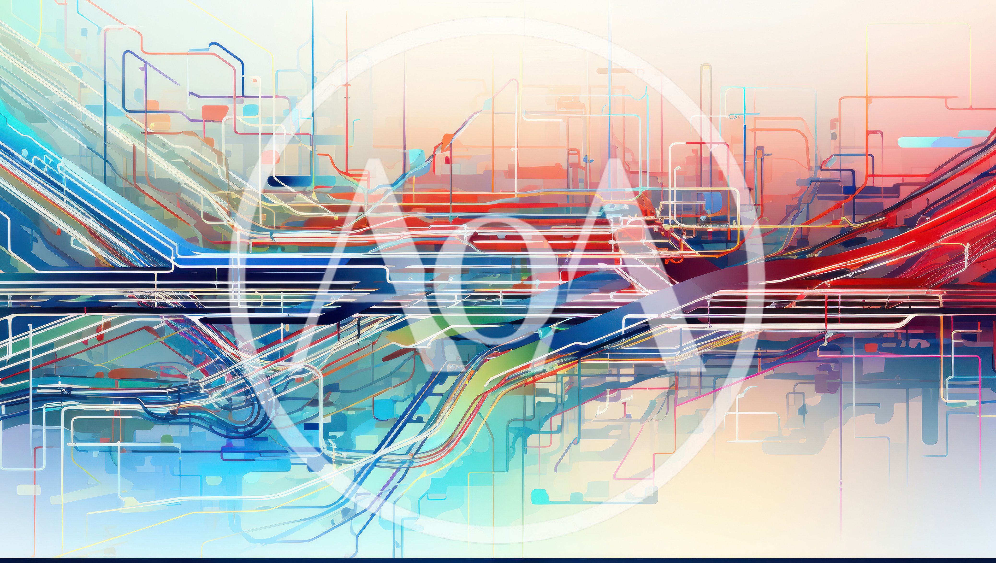 Abstract Digital Network Flow With Colorful Interconnected Lines