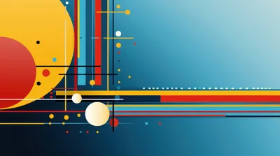 Abstract Geometric Composition With Bauhaus Inspired Shapes