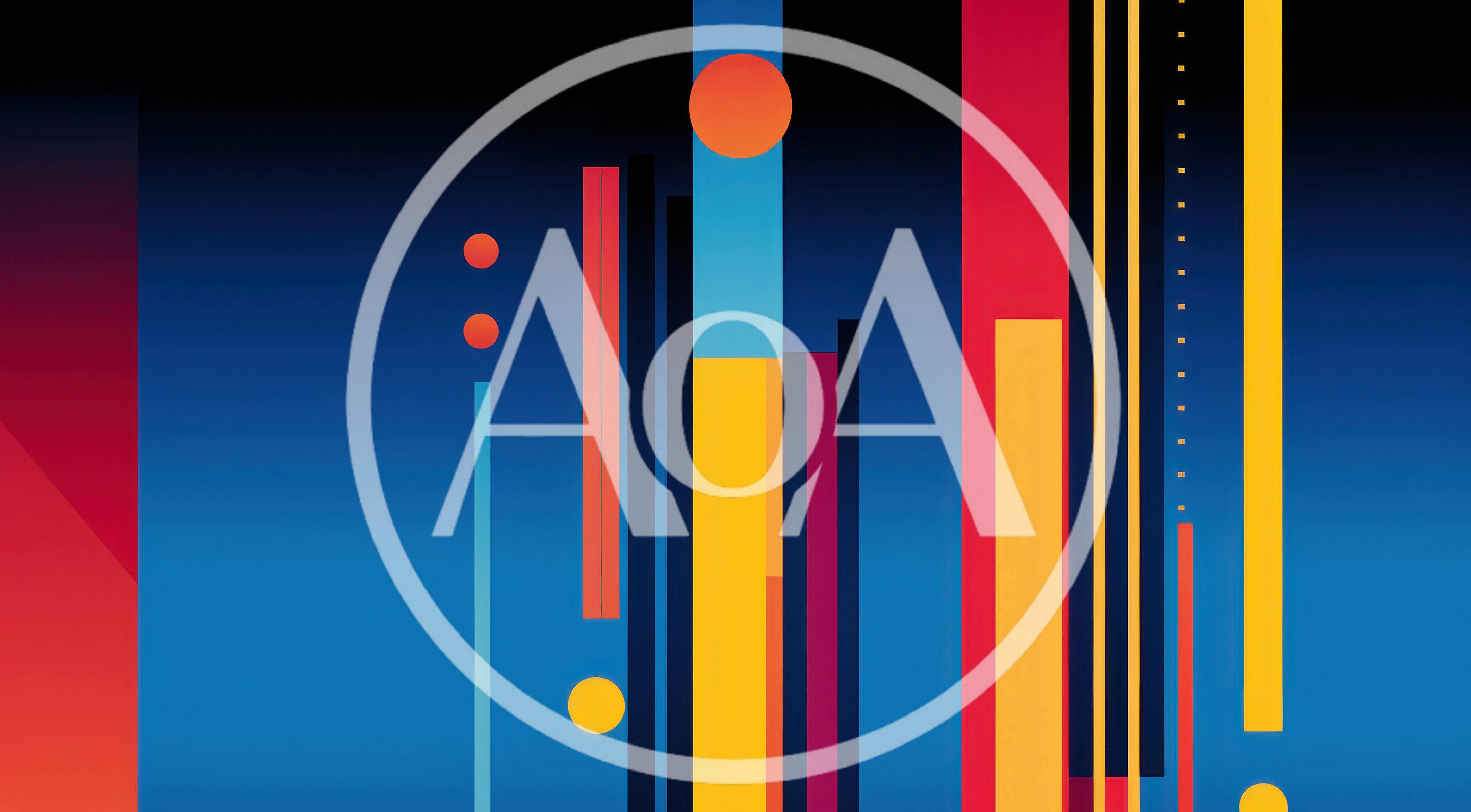 Abstract Geometric Composition With Vertical Bars And Circles