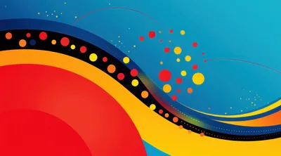 Abstract Background With Colorful Waves And Floating Circles
