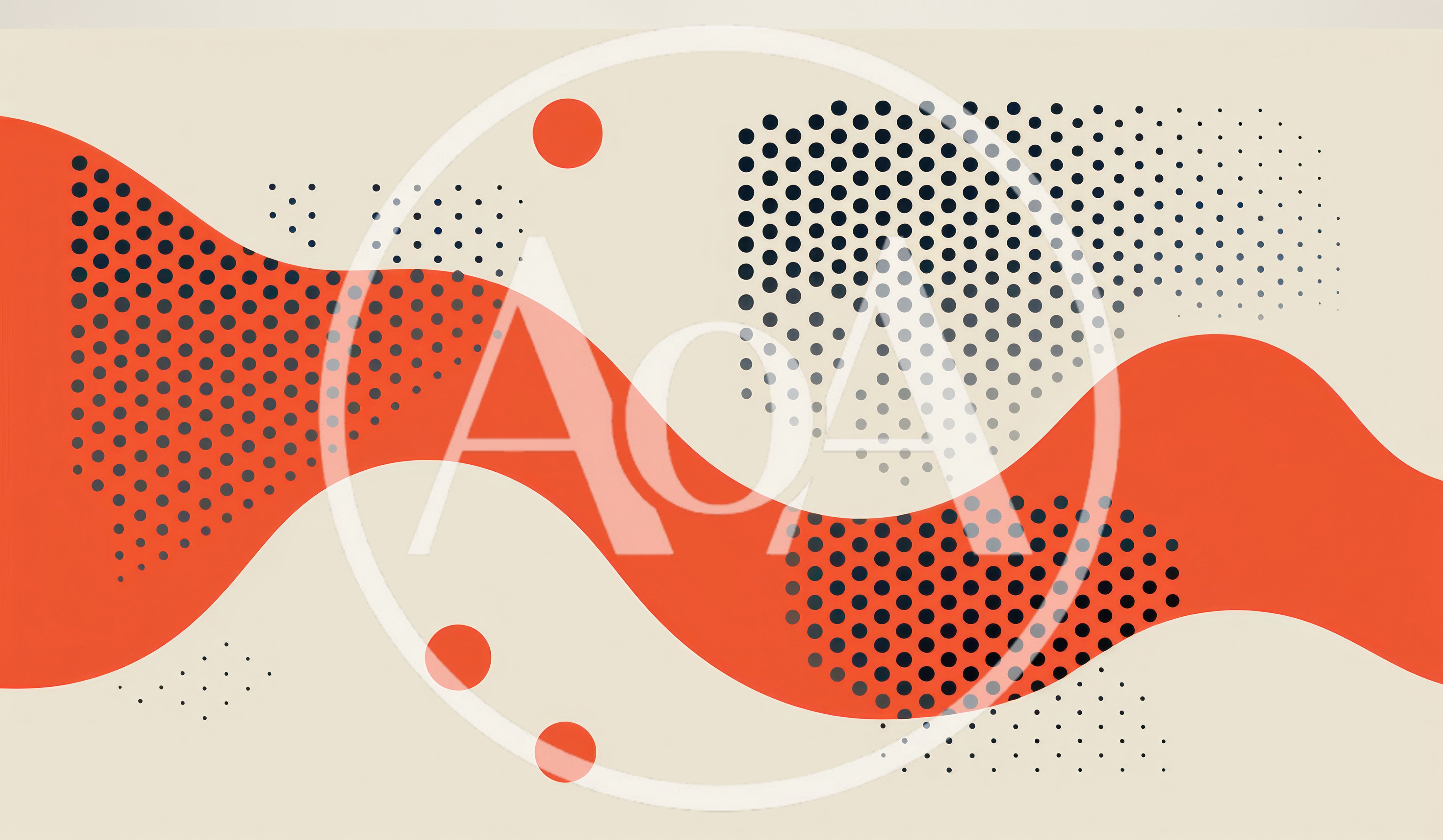 Abstract Geometric Background With Orange Waves And Halftone Dots