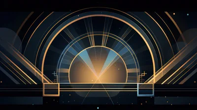Art Deco Geometric Abstract Background With Golden Arches
