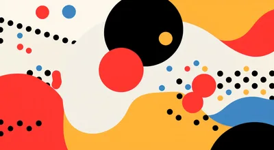 Abstract Geometric Pattern With Colorful Shapes And Dots